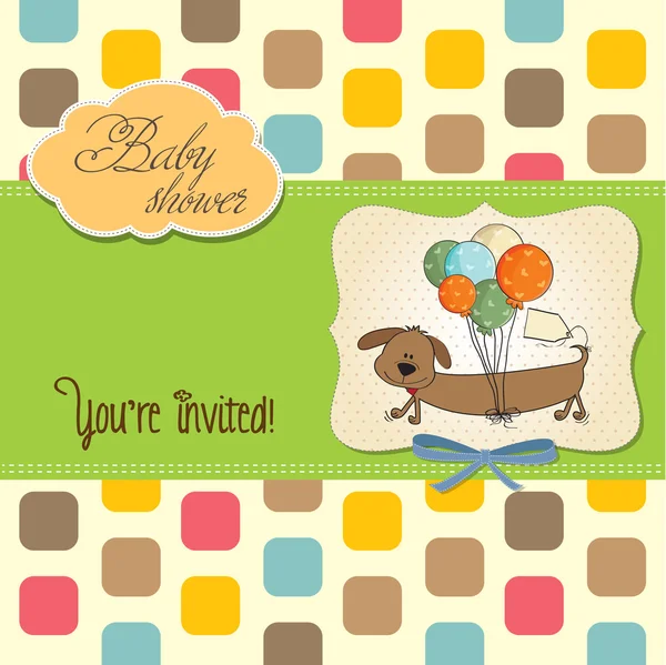 Baby shower card con cane lungo e palloncini — Foto Stock