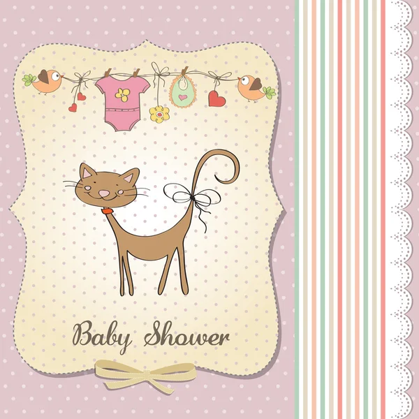 猫付きの新しいベビーシャワーカード — ストック写真
