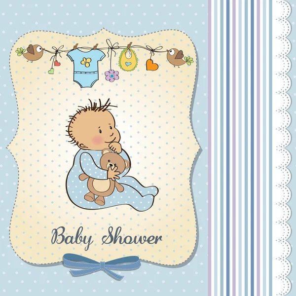 Baby aankondiging kaart met kleine jongen — Stockfoto