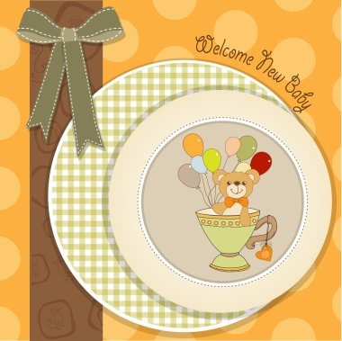 Oyuncak ayılı bebek hediye kartı.