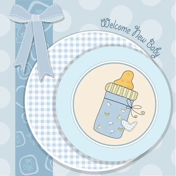 Baby shower card con bottiglia di latte — Foto Stock