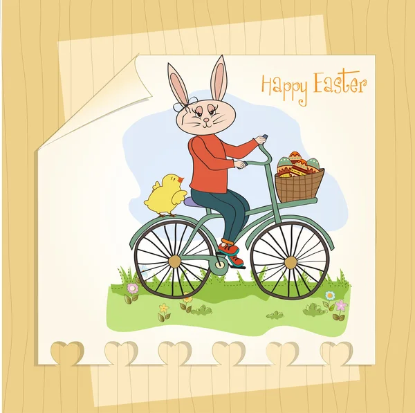 Easter bunny with a basket of Easter eggs — Stock Photo, Image