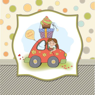 doğum günü kartı ile küçük kız