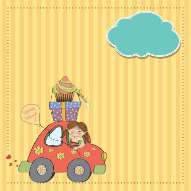 doğum günü kartı ile küçük kız