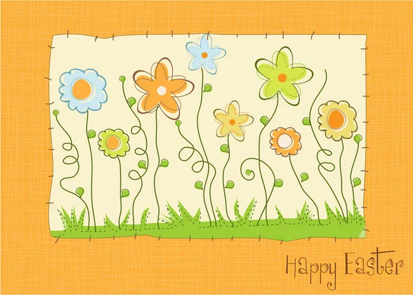 Cartão de saudação Páscoa com flores da primavera — Fotografia de Stock
