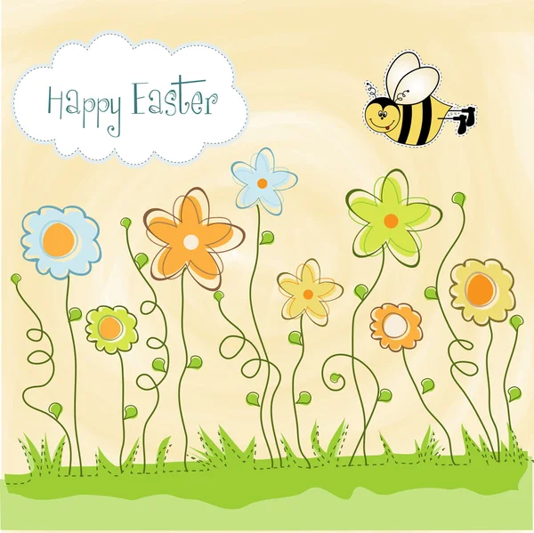 Easter greeting card with spring flowers — Stock Photo, Image