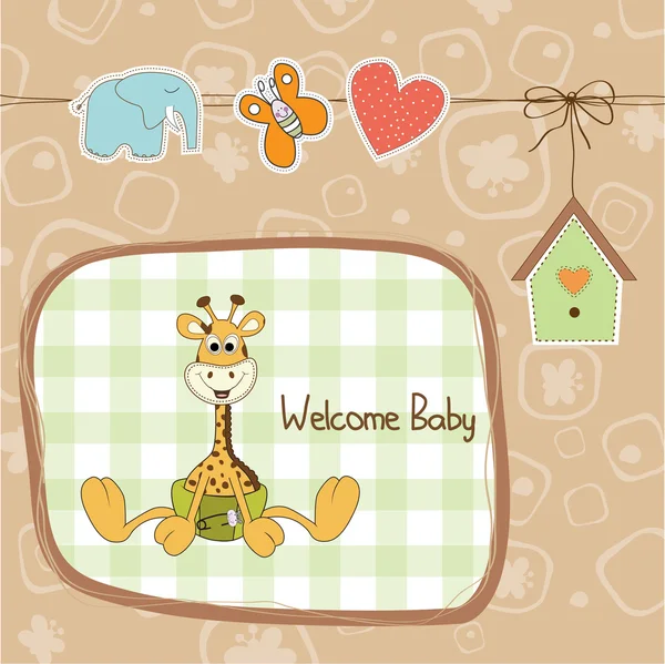 Baby shower card with baby giraffe — Stock Photo, Image