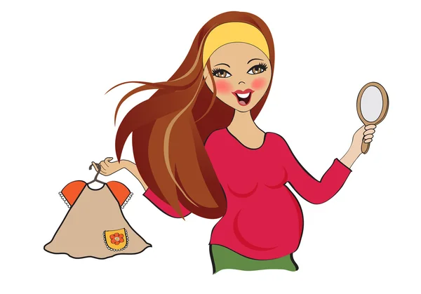 ショッピング、幸せな妊娠中の女性は白い背景の上分離 — ストック写真