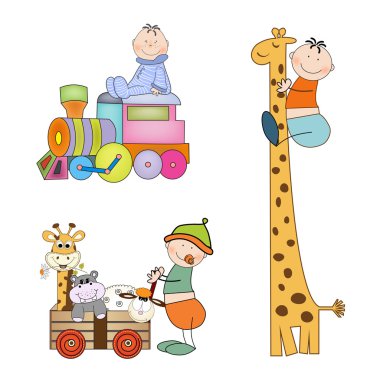 yeni bebek çocuk öğeleri üzerinde izole beyaz arka plan ayarlamak