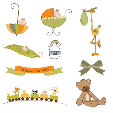 Yeni Bebek öğeleri üzerinde izole beyaz arka plan ayarlamak