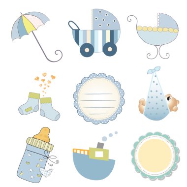 yeni bebek çocuk öğeleri üzerinde izole beyaz arka plan ayarlamak