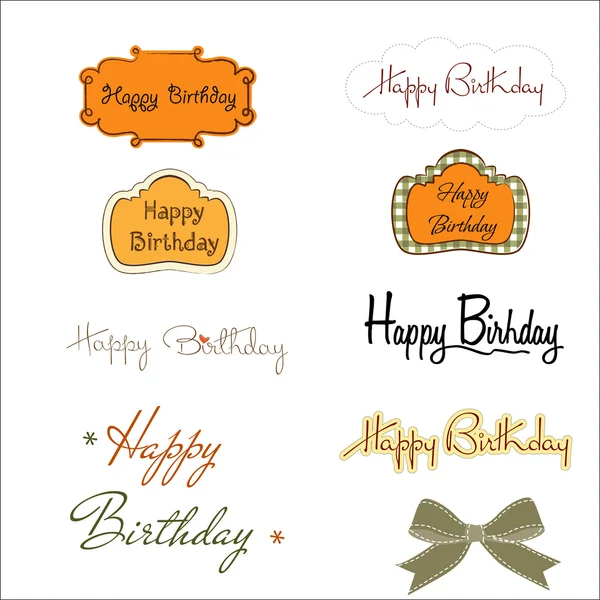 Happy birthday texts set isolated on white background — Stock Photo, Image