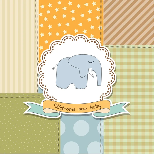 Baby boy announcement card with elephant — Stock Photo, Image