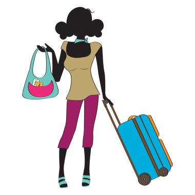 Bavullu genç kadın.