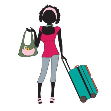 Bavullu genç kadın.