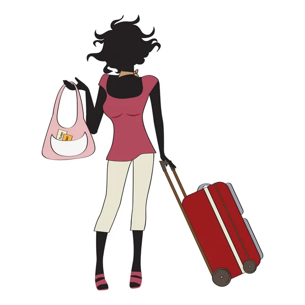 Junge Frau mit Koffer — Stockfoto