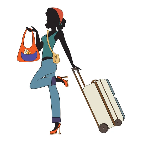 Young woman with suitcase — Stock Photo, Image