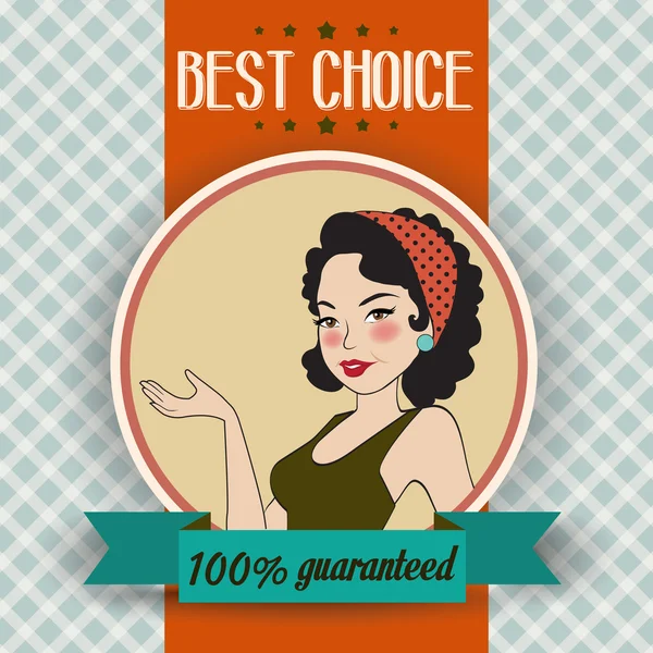 Retro illustration of a beautiful woman and best choice message — Stock Photo, Image