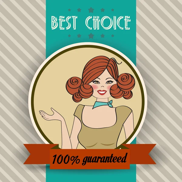 Retro illustration of a beautiful woman and best choice message — Stock Photo, Image