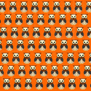 Retro seamless modeli ile baykuşlar