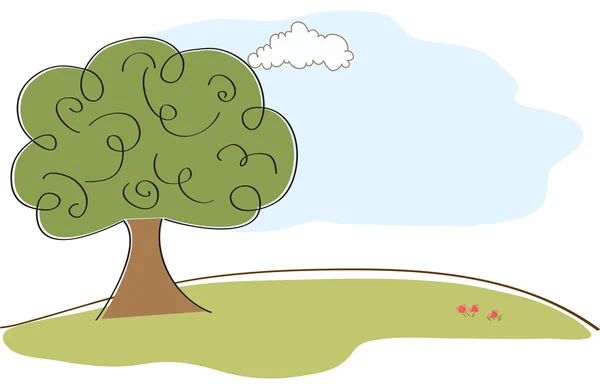 Landscape with tree, illustration — Stock Photo, Image