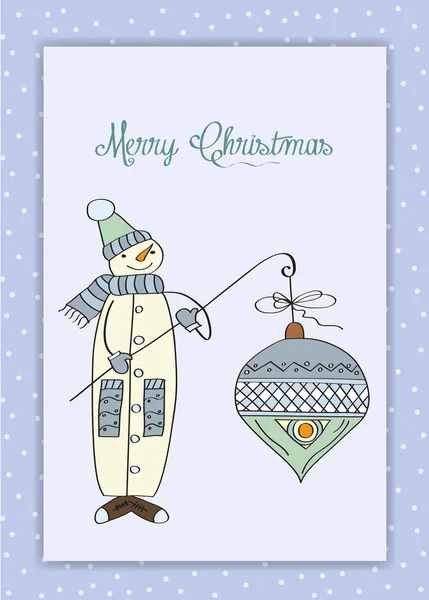 Snowman with big Christmas ball — Stock Photo, Image