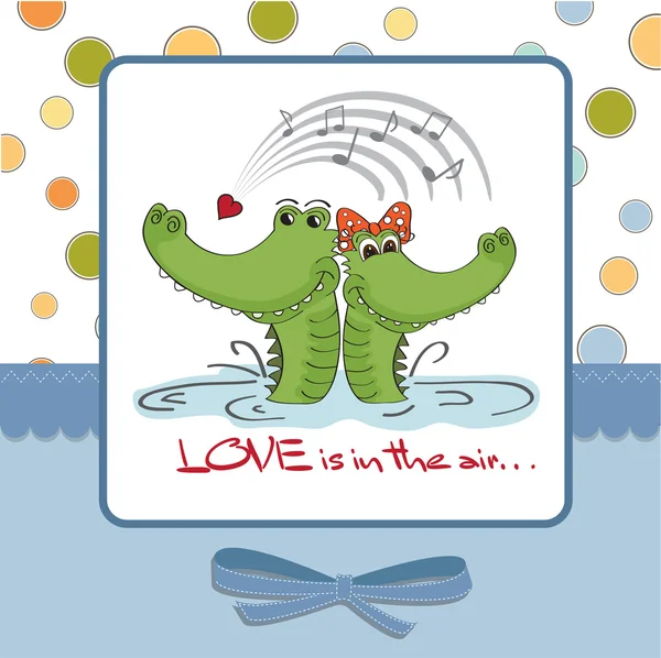 Fond de Saint-Valentin avec des crocodiles — Image vectorielle