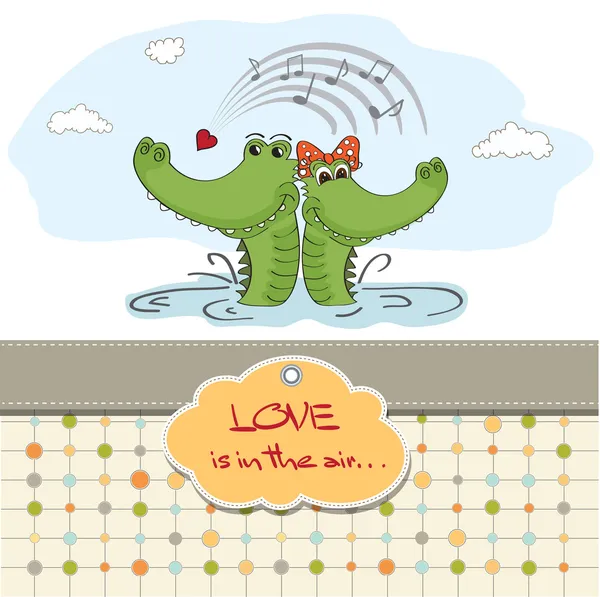 Valentýna pozadí s krokodýli — Stockový vektor