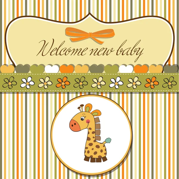 Baby announcement card with giraffe — Stock Vector