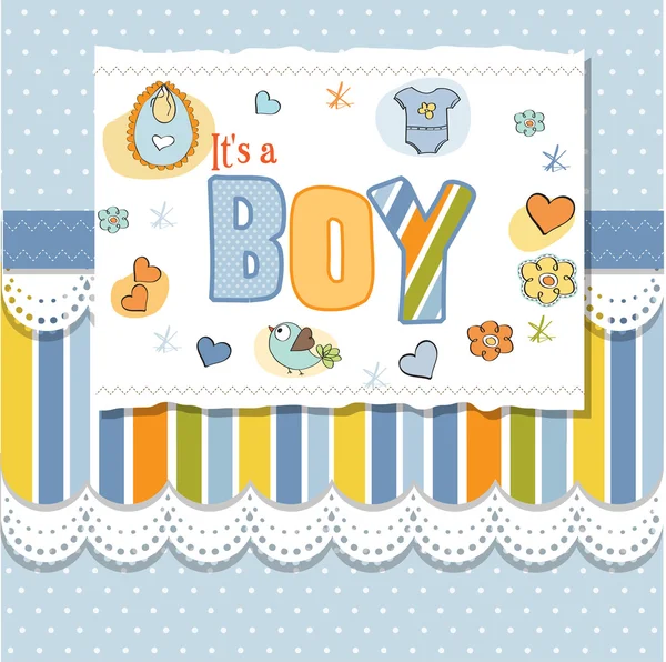 Baby jongen douche kaart — Stockvector