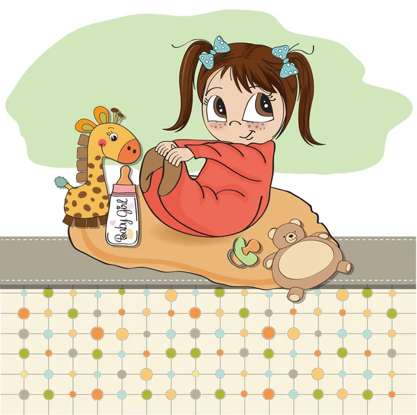 Дитяча дівчинка душова картка — стоковий вектор