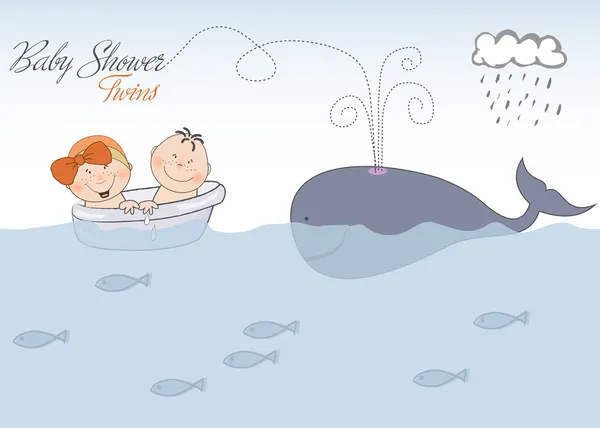 Bliźniaki baby prysznic ogłoszenie — Wektor stockowy