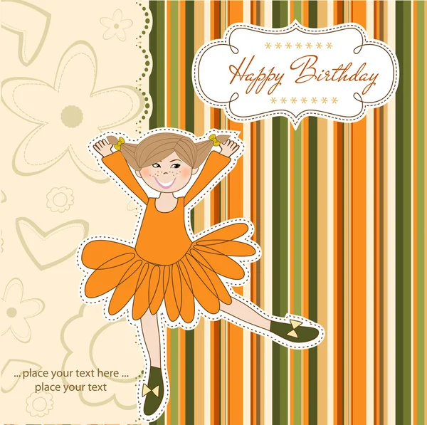Sweet Girl Birthday Greeting Card — Stock Vector