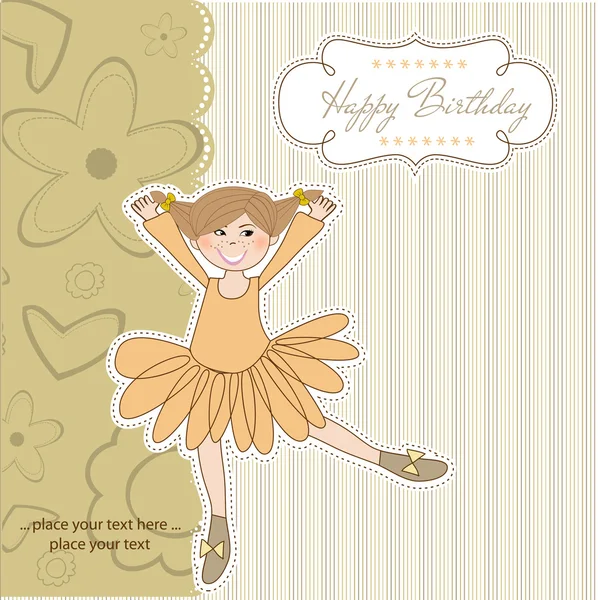 Sweet Girl Birthday Greeting Card — Stock Vector