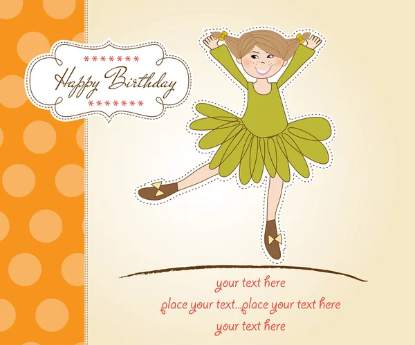 Tatlı kız doğum günü tebrik kartı — Stok Vektör