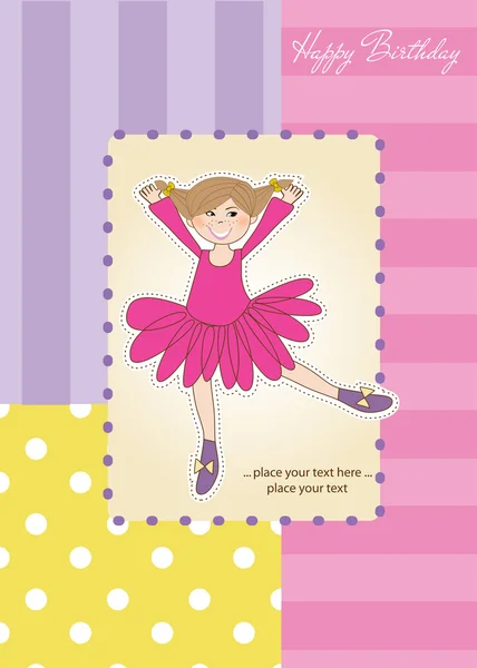 Γλυκό κορίτσι γενεθλίων ευχετήρια κάρτα — Διανυσματικό Αρχείο