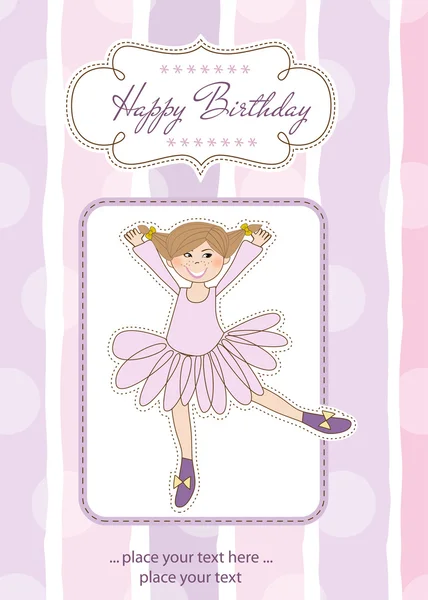 Sweet Girl Birthday Greeting Card — Stock Vector