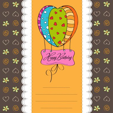 Mutlu yıllar balonlu doğum günü kartı.