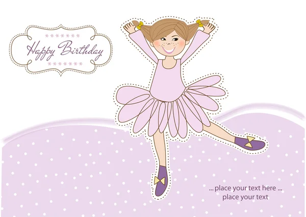 Sweet Girl Birthday Greeting Card — Stock Vector