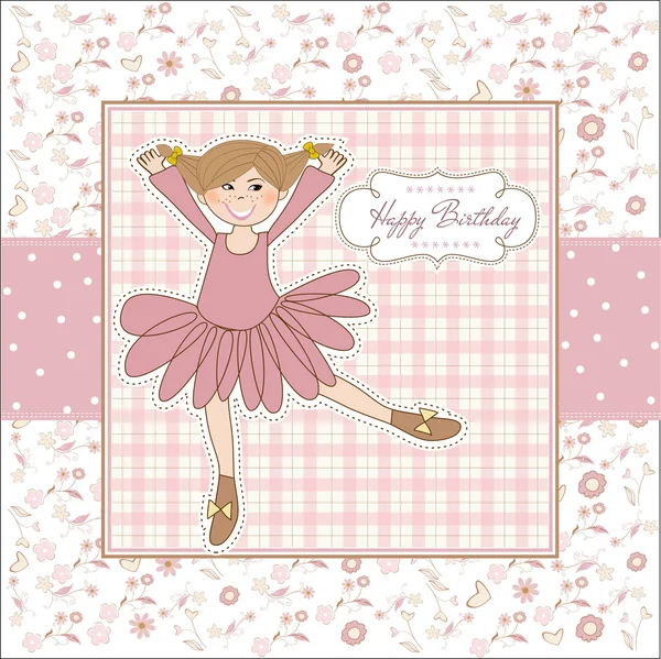 Sweet Girl Birthday Greeting Card — Stock Vector