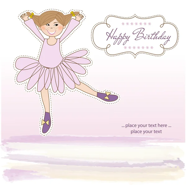 Süßes Mädchen Geburtstagsgrußkarte — Stockvektor