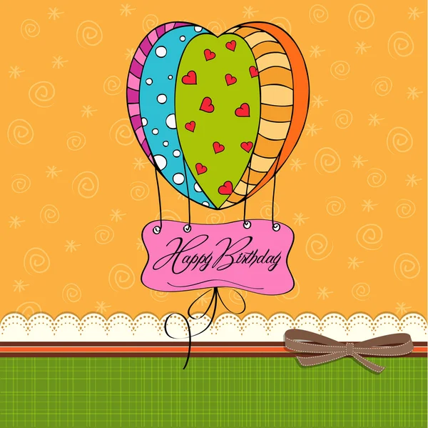 З днем народження листівка з повітряними кульками . — стоковий вектор