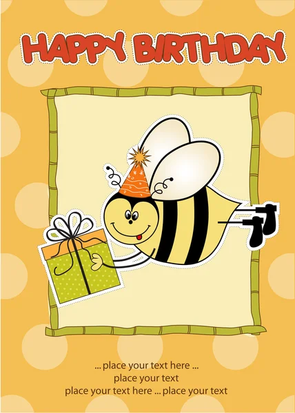 Carte d'anniversaire avec abeille — Image vectorielle