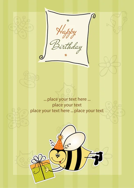 Carte d'anniversaire avec abeille — Image vectorielle