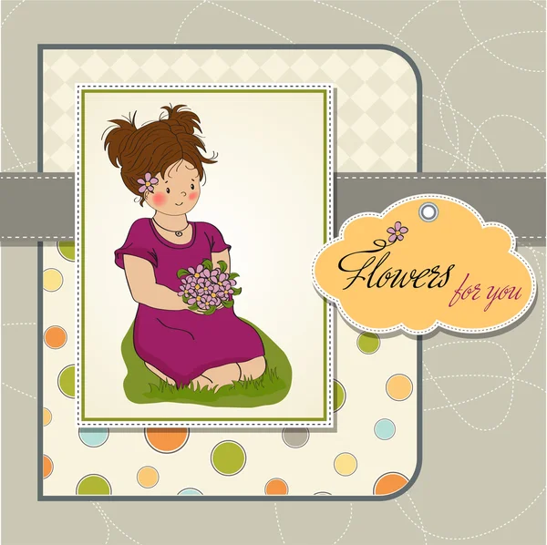 Valentine girl with flowers — Stock Vector