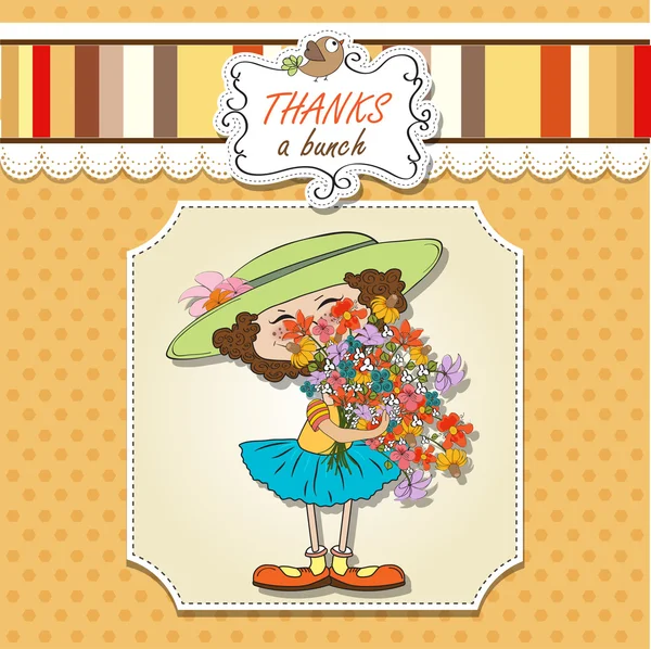 Ramo de flores niña — Vector de stock