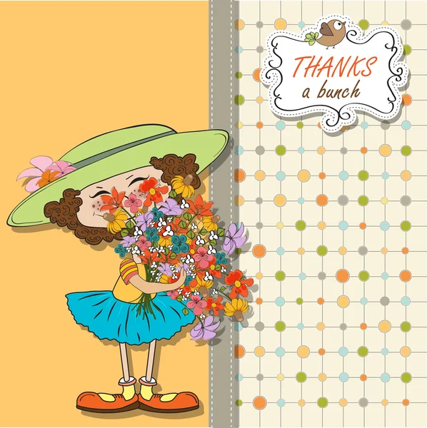 Ramo de flores niña — Vector de stock