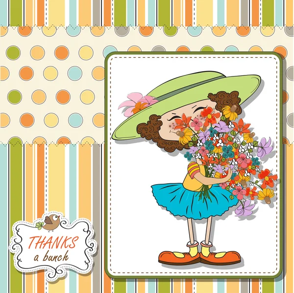 Ramo de flores niña — Vector de stock