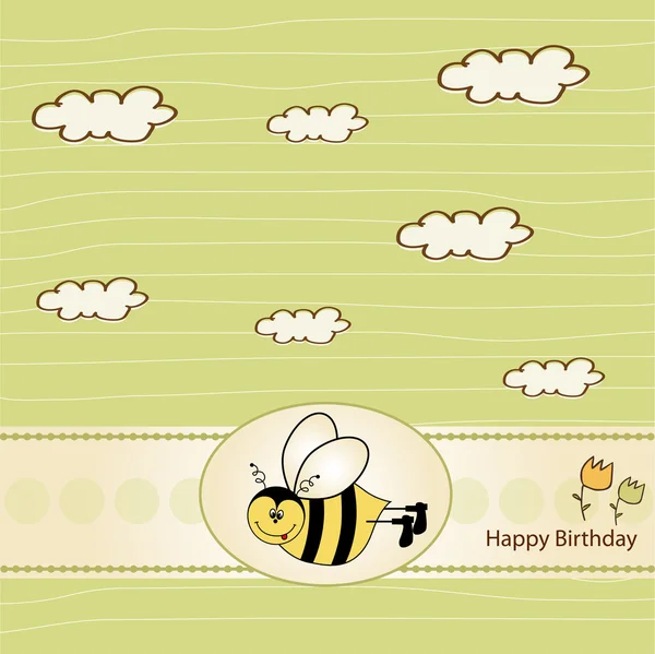 Carte d'anniversaire avec abeille — Image vectorielle