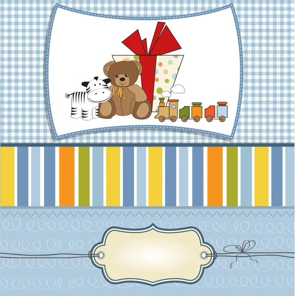 Tarjeta con lindo oso de peluche — Vector de stock